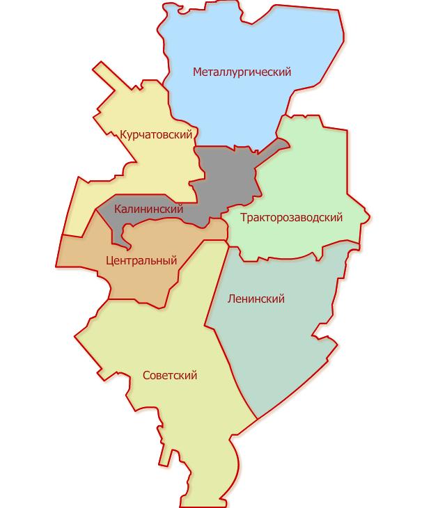 Районы Челябинска на карте